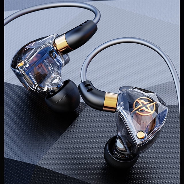 2X Auriculares HiFi con Cable y Micrófono Auriculares Dinámicos con Cancelación de Ruido Auriculares Intrauditivos Auriculares con Graves para Deportes (Negro)