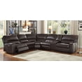 thumbnail image 3 of Espresso Motion Sectional Sofa Living Room Furniture 6pc Set Leather Aire Fabric, 3 of 4