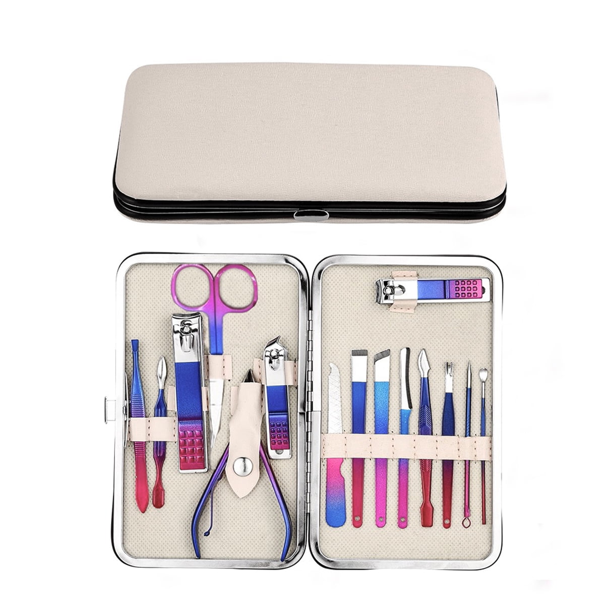 Nail Clipper Set Women Manicure Set 15in1 Stainless Steel Toe Finger Nail Clipper Kit Personal Care Tools with Portable Travel Case Nail Grooming Kit Gifts for Women Girlfriend Wife Family Friend