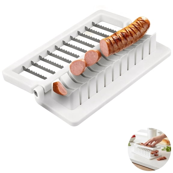 10-Blade Hot Dog & Sausage Slicer – 304 Stainless Steel Banana Cutter with Wavy Design, Manual Kitchen Tool for Uniform Slices, Quick Meal Prep, Easy-Clean