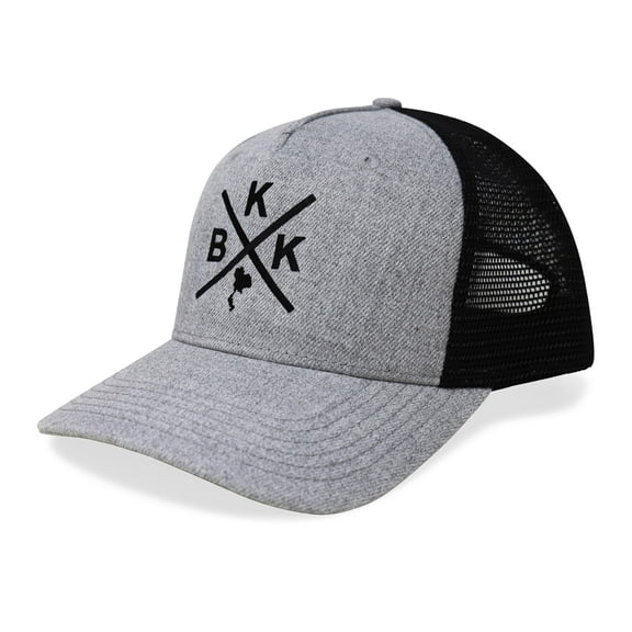 International Tie Bangkok BKK Hat for Men and Women - Snapback Trucker Baseball Cap (Grey/Black)
