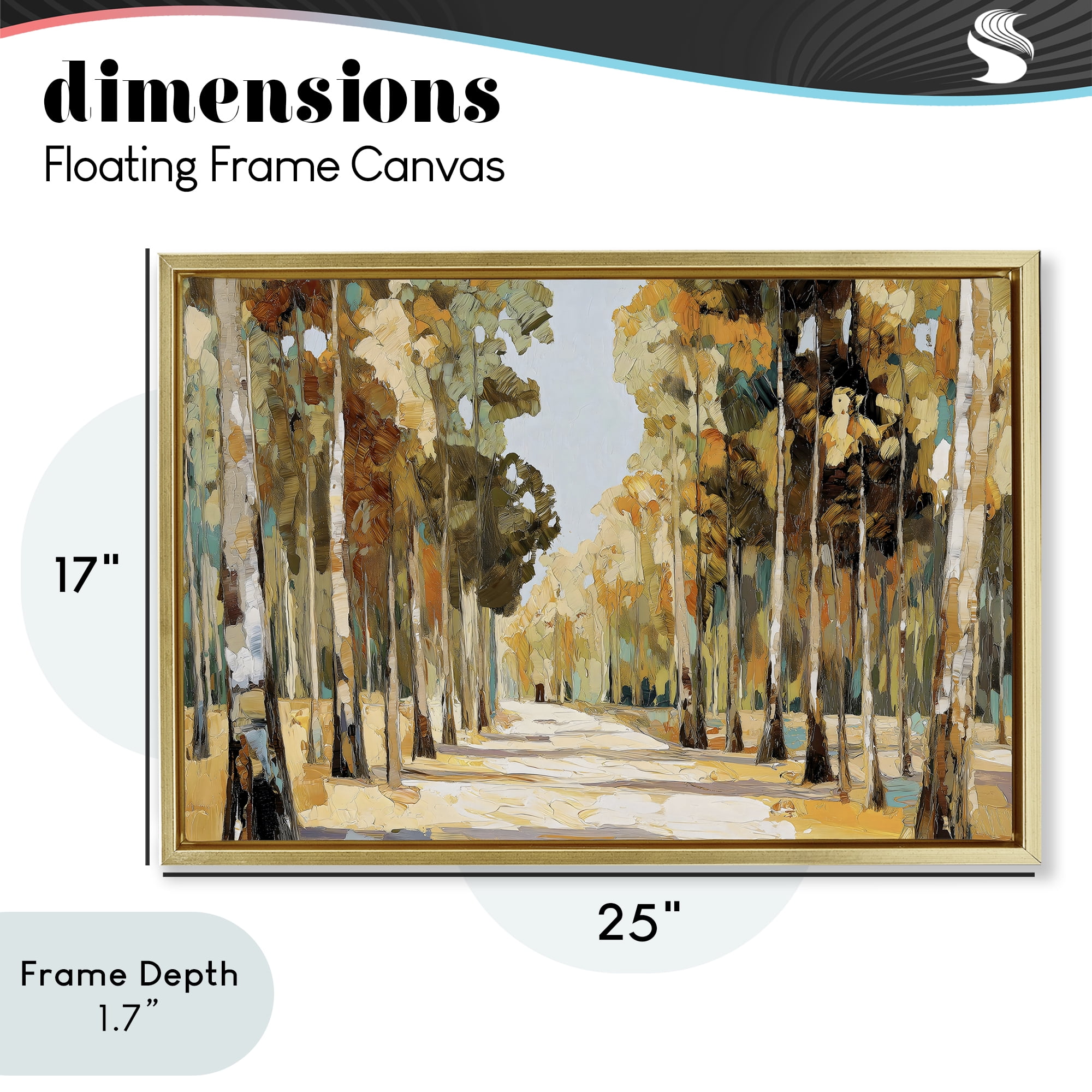 Stupell Industries Modern Impressionist Fall Forest Gold Framed Floater Canvas Wall Art, design by Gina Kelly