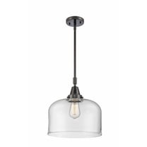 447-1S-BK-G72-L Innovations Lighting Bell - 1 Light Stem Hung Mini Pendant In Industrial Style-14.13 Inches Tall and 12 Inches Wide-Matte Black