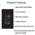 thumbnail image 3 of GREENCYCLE 10PK 20A / 125V Tamper Resistant Weather Resistant GFCI Outlets with LED Indicator Decorative Wall Plates Screws Included Residential and Commercial Grade ETL Certified black, 3 of 10