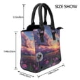thumbnail image 2 of Lsque Dreamy Dandelion Sunset Pattern Leather Rivet Shoulder Bag – Elegant Genuine Leather & Microfiber PU Crossbody with Detachable Adjustable Strap, 2 of 5