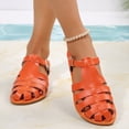 thumbnail image 6 of Sandals Wide Feet, Womens Sandals Wide Width, Women's Flat Sandals, Women's Mexicanos Huaraches Sandals Summer Beach Vacation Closed Toe Ankle Strap Flats Walking Wedding Shoes, Saffron 8, 6 of 7