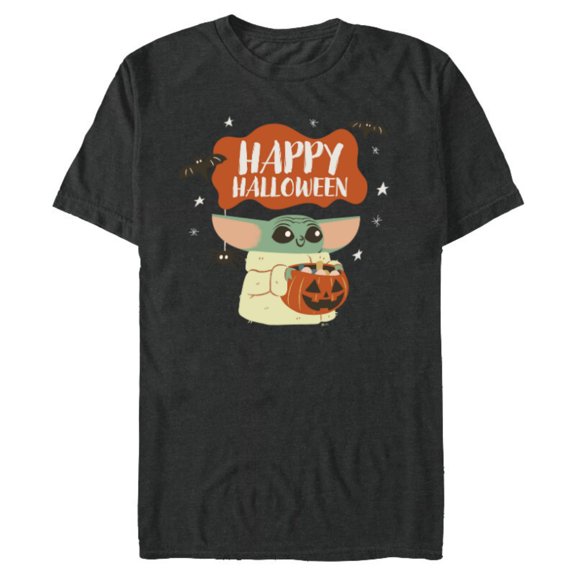 Star Wars Grogu Mandalorian Happy Halloween Trick or Treat - Short Sleeve Blended T-Shirt for Adults - Customized-Dark Heather