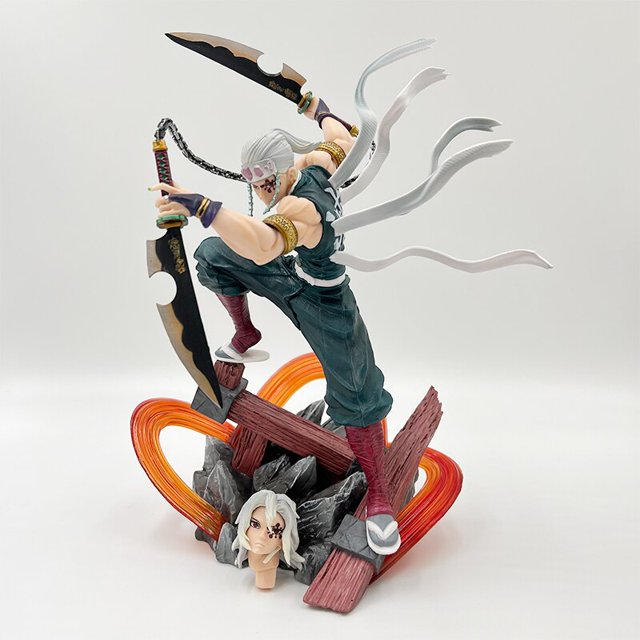Figura de Demon Slayer Tengen Uzui de 27cm, figura de Anime Kimetsu no Yaiba, figura de acción de Battle Uzui Tengen, modelo coleccionable, muñeca de juguete Fivean unisex