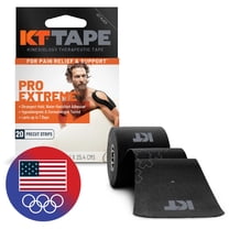 KT Tape Pro Extreme High Strength Kinesiology Tape, Black, 20 Precut Strips