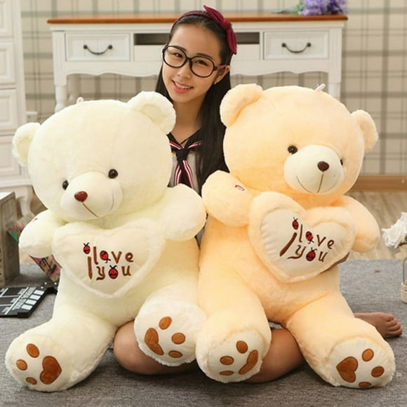 Cute Lovely I Love You Pattern Glow Light Up Soft Plush Bear Stuffed Toy Gift