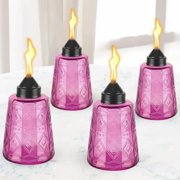 Tabletop Torches Outdoor 4 Pack, 12 oz Glass Torch Canister with Wicks & Cap, Refillable Citronella Torches Outdoor for Yard Garden Décor,Party,Patio,Landscape (Purple)$$Tools & Hardware Other