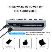 BOMGE Audio Mixer, Soundboard Mixing Console with 5-Channel Digital USB Bluetooth Echo Delay Effect, 48V Phantom Power Stereo DJ Mixer for Recording, Live Broadcasting, Podcasting (BM-05 5 Canales)