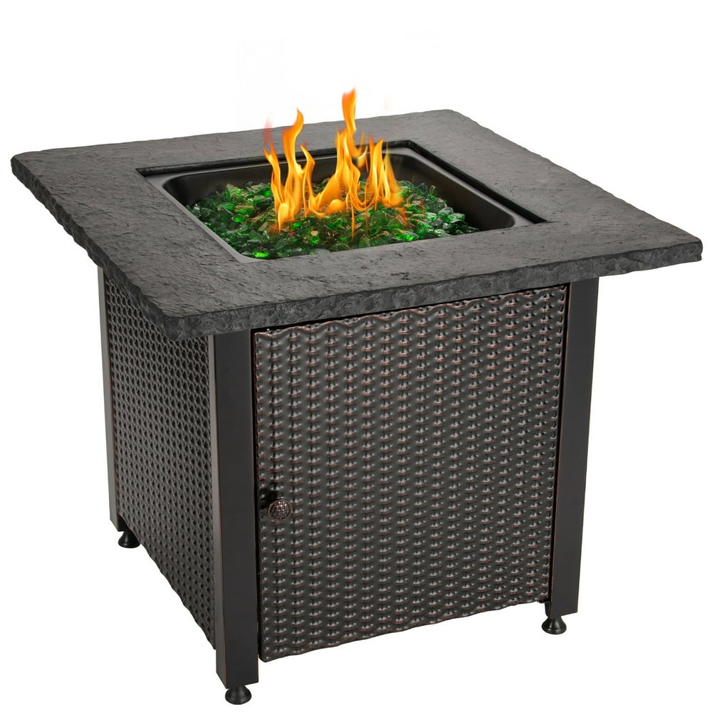 Endless Summer 30 Outdoor Propane Gas Rock Top Fire Pit Green Fire