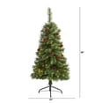 thumbnail image 2 of Nearly Natural 4ft. White Mountain Pine Artificial Christmas Tree with 100 Clear LED Lights and Pine Cones, 2 of 3