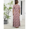 thumbnail image 7 of Chiclily Women's Summer Short Sleeve Maxi Dress with Pockets - Soft Casual Loose Long Boho Sundress for Beach & Vacation, Numerous Flowers Size 2XL, 7 of 7
