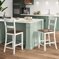 thumbnail image 2 of Costway Wooden Bar Stool Set of 2 Bar Chairs with LVL Rubber Wood Frame, Backrest, Footrest White, 2 of 10