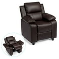 thumbnail image 1 of Gymax Fauteuil Inclinable de Luxe Rembourré pour Enfants avec Appuie-Tête, avec Rangement, Brun, 1 of 9