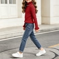 thumbnail image 4 of BLVB Girls Turtleneck Sweaters Pullover Toddler Baby Kids Ribbed Knit Ruffle Long Sleeve Jumper Tops Fall Winter Clothes(Red,2-3 Years), 4 of 8