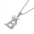thumbnail image 3 of SEPARQI Jewelry Initial Pendant Necklace for Men Womens, 925 Sterling Silver Zirconia Crown Letter Capital Necklace Alphabets from A-Z Figaro Chain Necklace Unisex, 3 of 7
