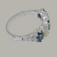 thumbnail image 5 of LBG British Made 9k White Gold Natural Sapphire & Opal Womens Eternity Ring - 33 size options - Size 6.25, 5 of 8