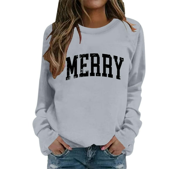 SRZYMJ Christmas Sweatshirt Merry Christmas Shirts : Women Christmas Sequin Outfits Christmas Long Sleeve Pullover Tops