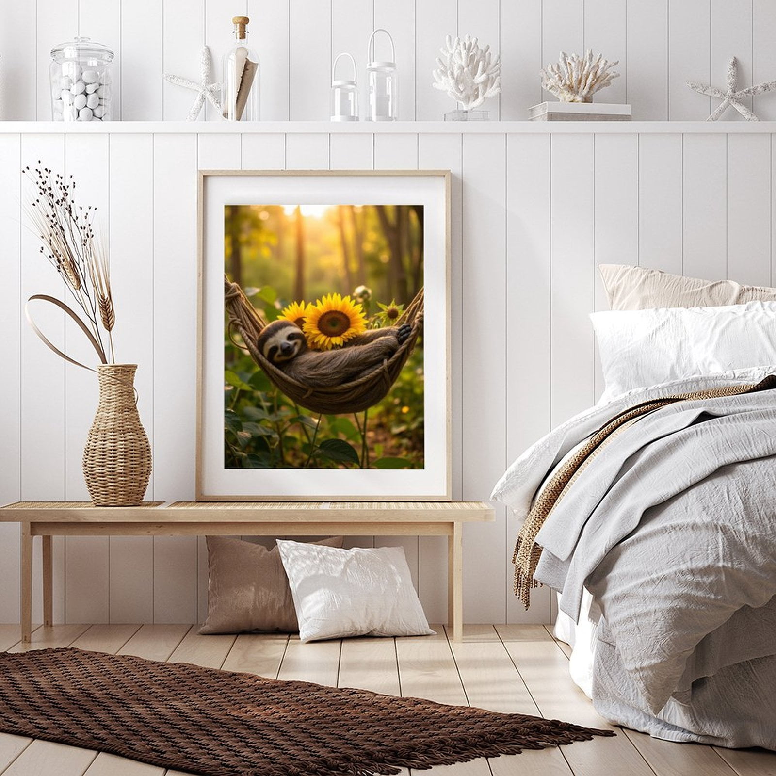 Diamond Art Kit for Adults, Cute Sloth Sunflower Hammock Greenery Diamond Painting for Adults Beginners, DIY Diamond Art Painting Kits, 5D Diamond Painting Crafts for Home Decor 12x16 Frameless