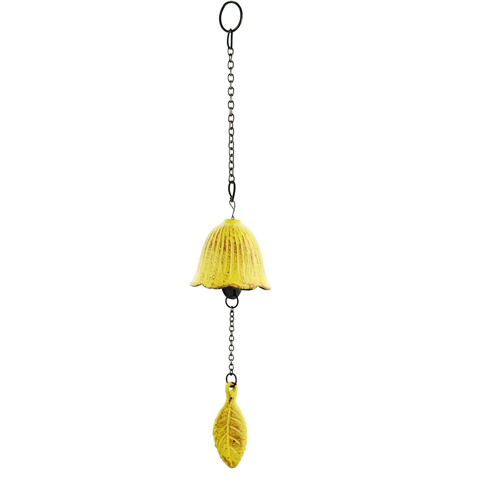 1 X Cast Iron Wind Chime Metal Leaf Small Bell Hanging Ornament Retro Home Decor 