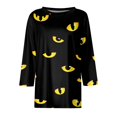 thumbnail image 2 of Halloween Shirts for Women Plus Size Funny 3/4 Sleeve Tops Horror Halloween Printed T Shirts Spooky Round Neck Pullover Holiday Three Quarter Length Blouses, 3XL, 2 of 3