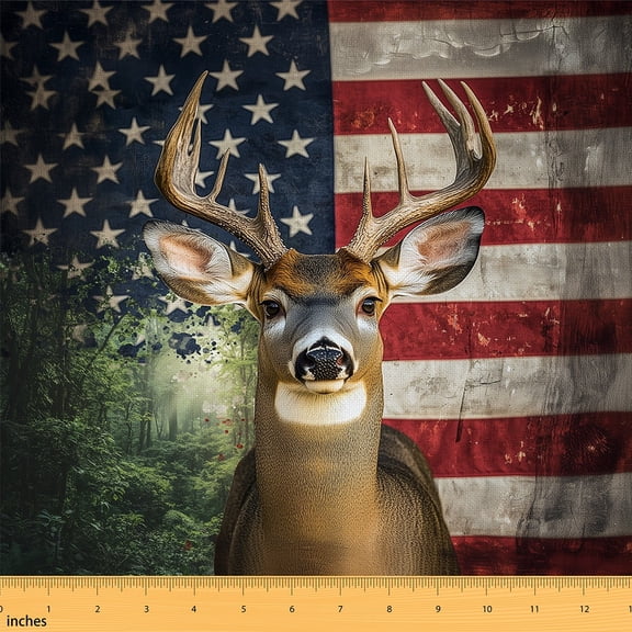 Castle Fairy Animal Deer Fabric by the Yard 1 Yard for Teens,Independence Day Home Decor Fabric by the Yard,American Flag Room Decor Fabric by the Yard,Breathable Home Decor