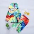 thumbnail image 2 of Baby Boys Girls Gifts Infant Baby Girls Long Sleeve Tie-Dyed Hooded Tops+Pants Scarf Outfits Going Out Outfits for Girls, 2 of 9