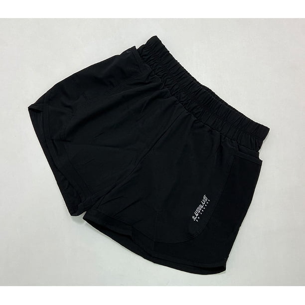 Pantalones cortos deportivos para mujer, de malla suelta, antiexposición, con doble bolsillo, de secado rápido, para correr, fitness aeróbico, pantalones cortos de cintura alta para exteriores