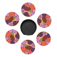 thumbnail image 5 of Marksman Objective Patterning Coasters With Leather Holder Set Of 6 Round Coasters for Home and Kitchen Decor, 5 of 7