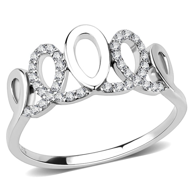 no plating Stainless Steel Ring AAA GRD CZ Clear DA258 for Women Clear Stone Color Style High Size 8