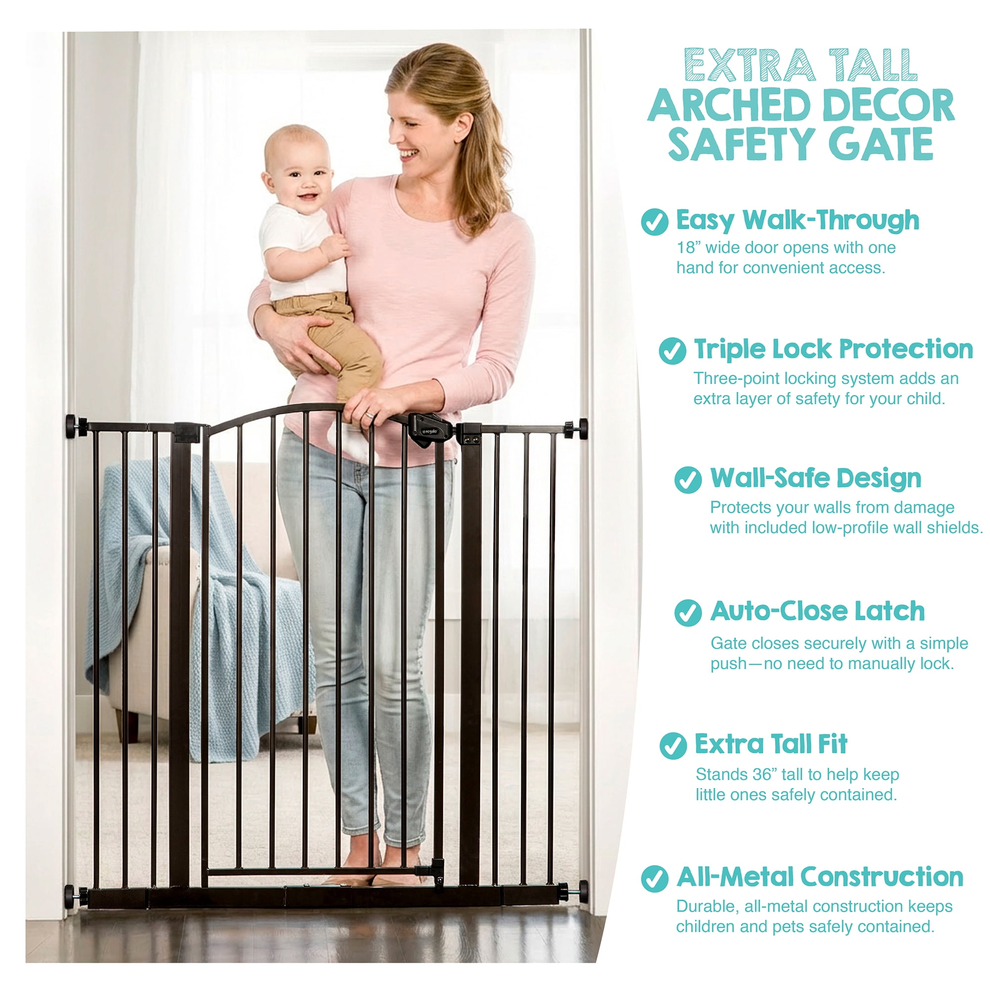 Regalo Home Accents Extra Tall Baby Gate, Extra Tall Gate