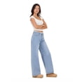 thumbnail image 3 of Forever 21 Women's Blue Y2K Wide-Leg Denim Pants, Lace Trim Waistband Detail for Everyday Casual Wear, Size 6, 3 of 6