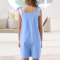 thumbnail image 4 of Girls Rompers Shorts Jumpsuits Summer Sleeveless Adjustable Knot Straps Overall Solid Color Jumpers with Pockets Sky Blue 120, 4 of 4