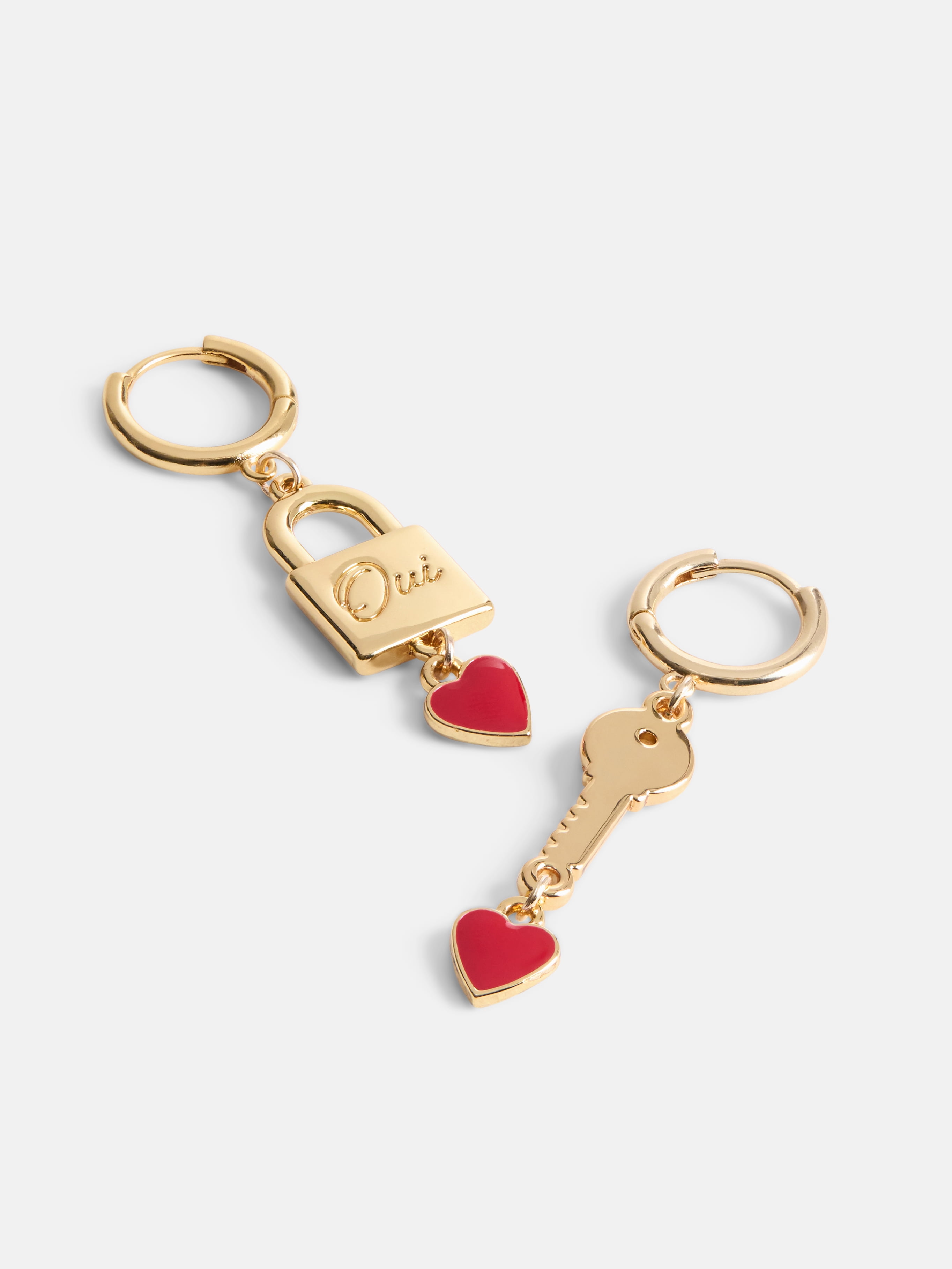 Free Assembly Women's Goldtone Key and Lock Hoop Earrings