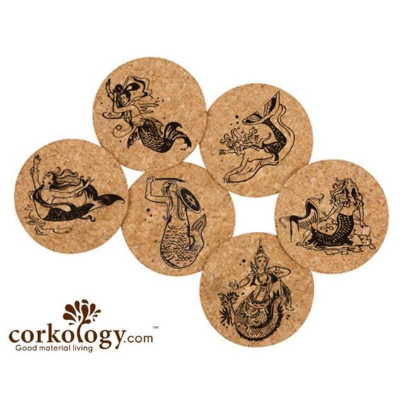 Corkology Mermaids Cork Coaster Sets