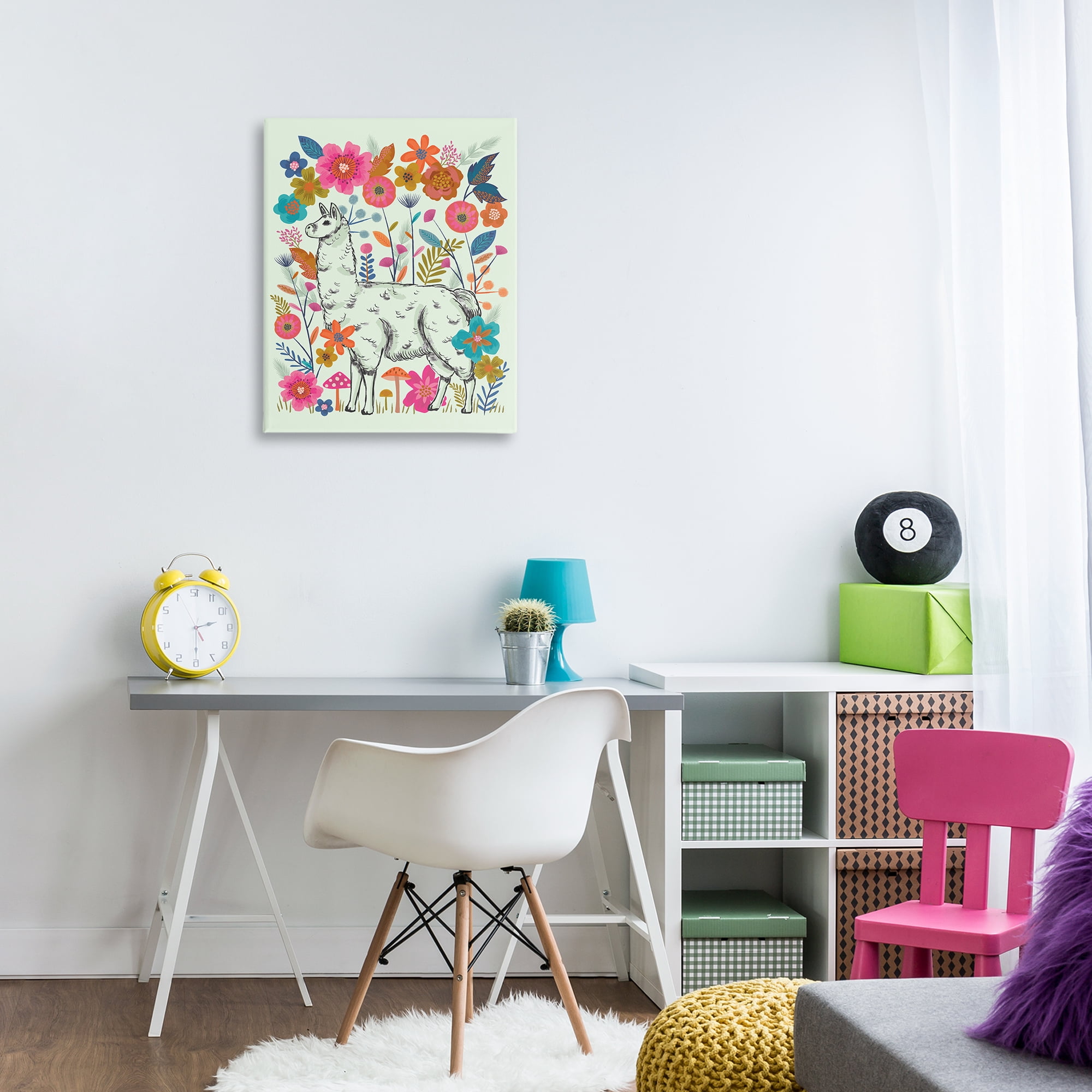 Stupell Industries Llama Among Bright Florals Animals Painting Wrapped Canvas Art Print Wall Art, 24 x 30