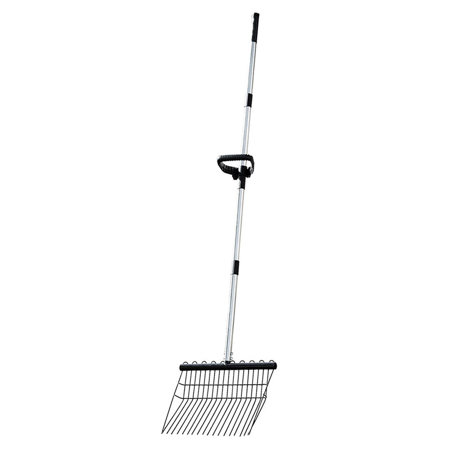 colaxi Garden Leaf Rake Lawn Leaves Clean up Tool Portable Multifunctional for Farm Yard Stainless Steel Lightweight Adjustable Handle