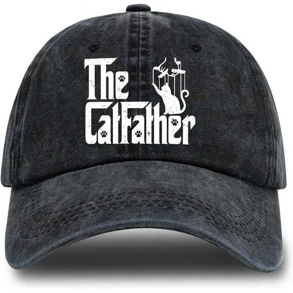 Cat Dad Adjustable Washed Cotton Baseball Cap, Funny Retro Trucker Hat Gift for Men, Grandpa Dad Cat Lover