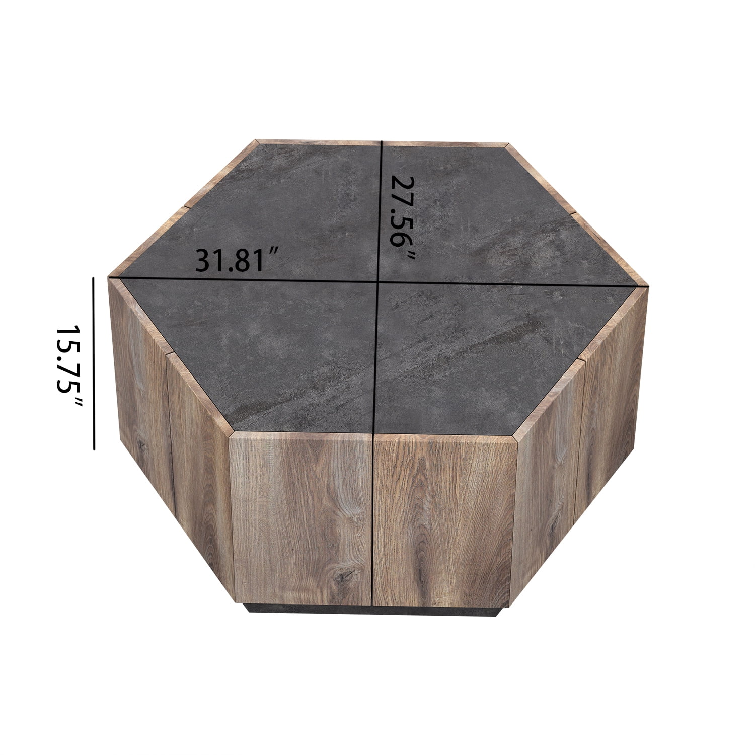 Kadyn Hexagonal Rural Style Retro Coffee Table, Particle Board Coffee Table for Living Room, Modern Particle Board Sofa Side Table with 2 Drawers, Light Brown Kadyn Hexagonal Rural Style Retro Coffee Table, Particle Board Coffee Table for Living Room, Modern Particle Board Sofa Side Table with 2 Drawers, Light Brown