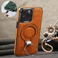 thumbnail image 3 of ORUYROP Luxury Leather Invisible Stand for iPhone Case, Transmitg Leather Case with Stand, Built-in Stand Magnetic Shockproof Phone Cover for iPhone 15/14/13/12 Pro Max (Green,for iPhone 12PRO, 3 of 7