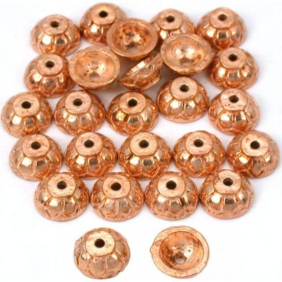 Bali Bead End Caps Copper Plated Beads 8mm Approx 25