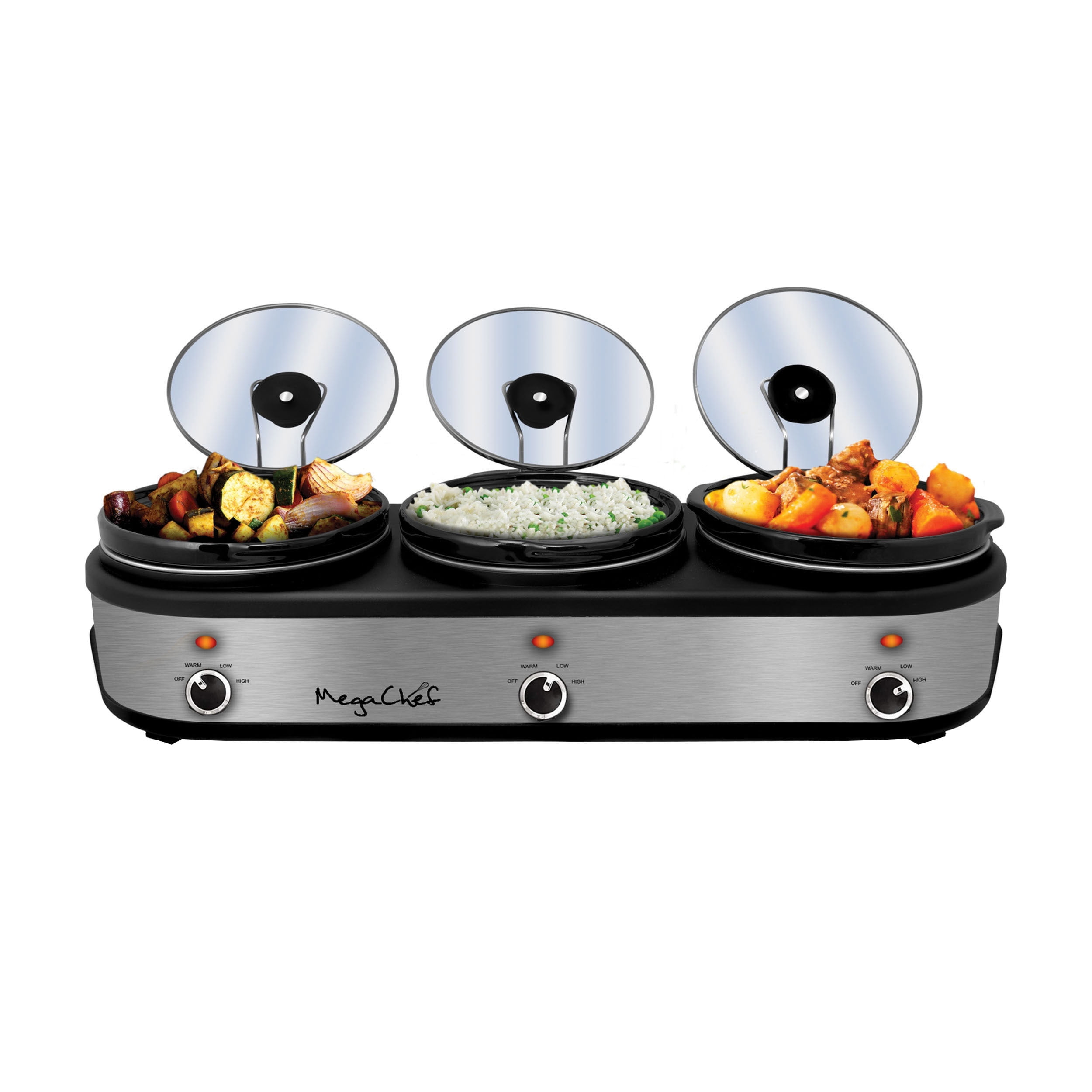 Oster Triple Station Buffet Server Warming Tray Stainless Steel, 2.5