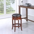 thumbnail image 3 of Bowery Hill 25" Wood & Faux Leather Swivel Counter Stool in Cherry/Black, 3 of 3
