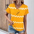 thumbnail image 2 of Tops For Women Trendy Sevevn Women's V-Neck Printed Button-up Short Sleeve Top Shirt T-Shirt Top Shirt, 2 of 5