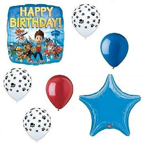 PAW PATROL Chase Shield Dog Doggy Puppy 7 Piece Birthday Party Mylar Latex Balloon