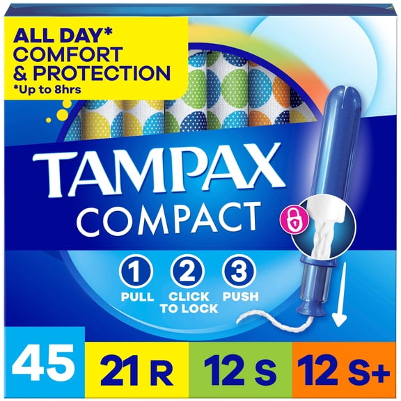 Tampax Compact Pearl Tampons Multipack, Unscented, 45 Count