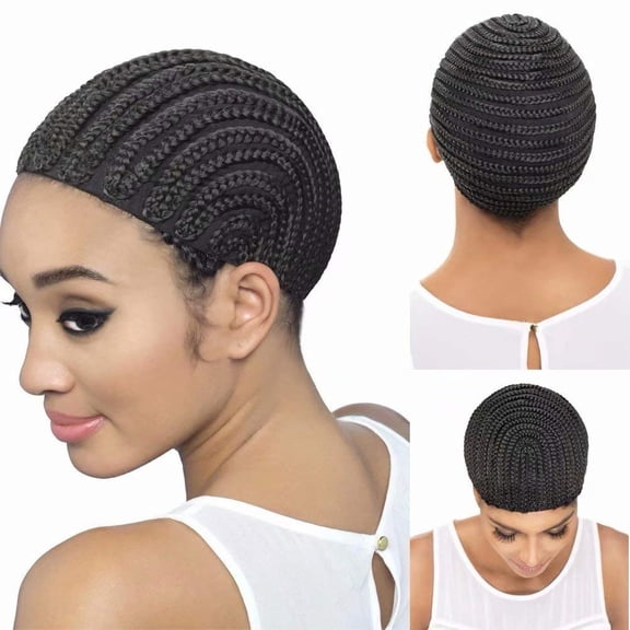 Braided Cap 1 Piece Crochet Wig Caps in Cornrow Sew Hair for Making Synthetic Wig or Weave Easier Sew In Crochet Braided Caps Medium Size Black Crochet Cornrow Cap
